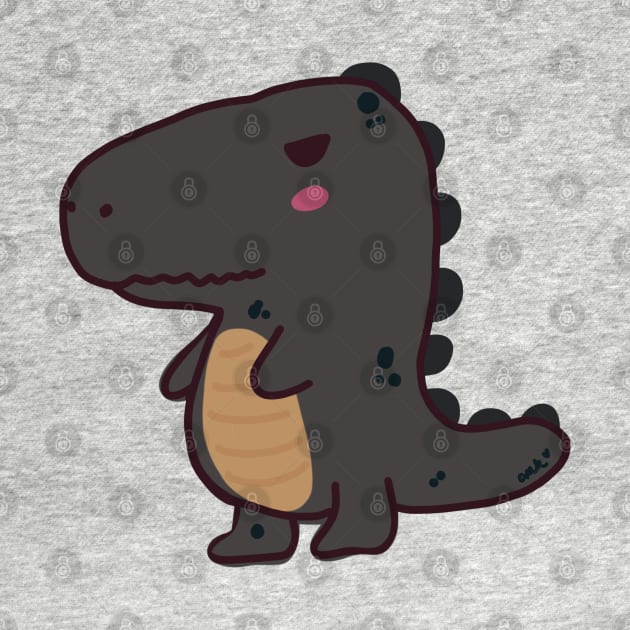 Cute Angry Dino Doodle - Grey Dino by CyndyK